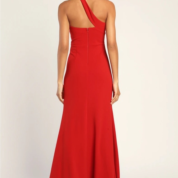 Lulus - Your Majesty Red Asymmetrical Mermaid Maxi Dress - Size Large - Picture 2 of 4